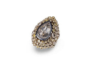 Todd Reed ring with a fancy cut diamond (8.49ctw), natural grey colored diamonds (1.61ctw) and natural colored olive diamonds (4.06ctw) in palladium.